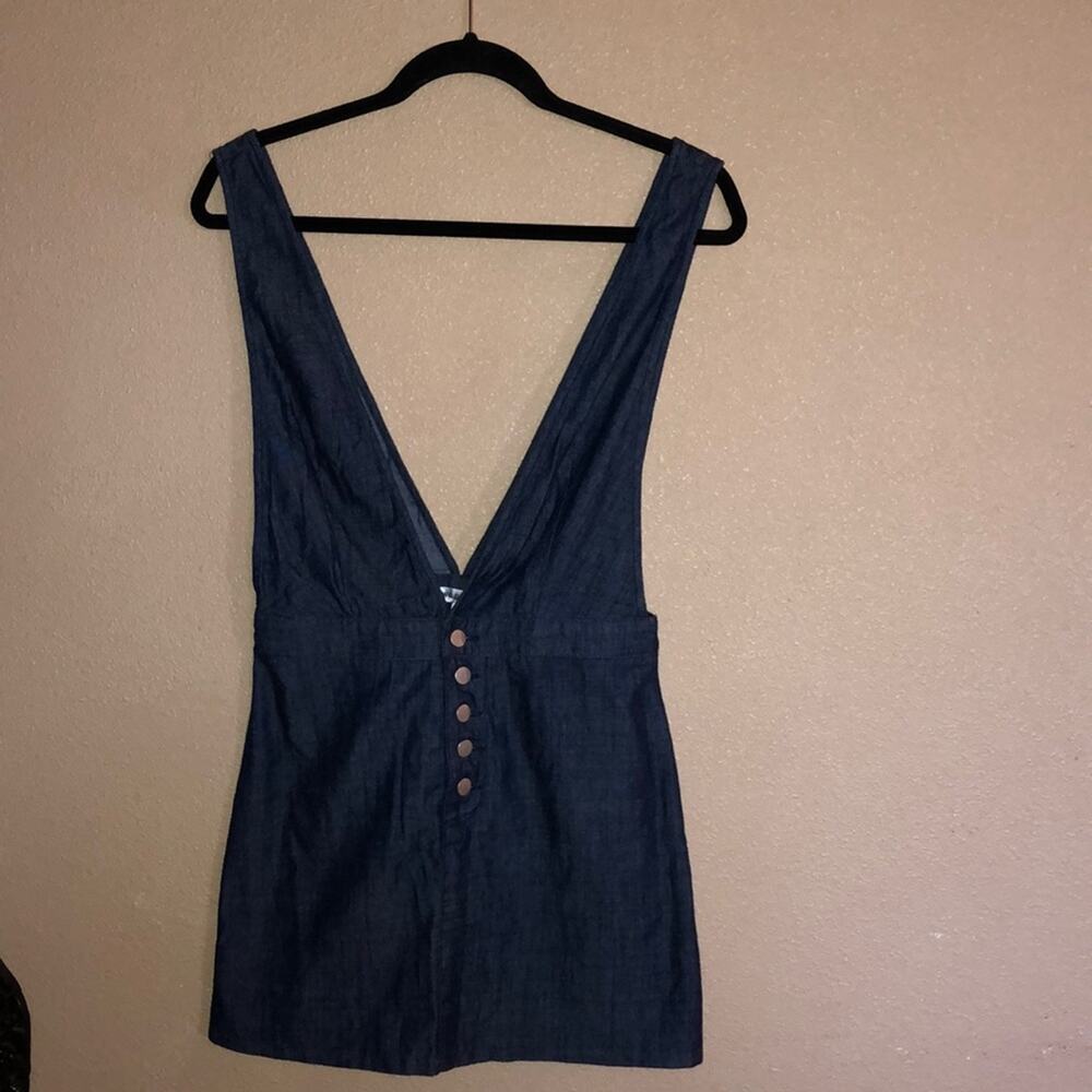 Wild Honey Y2K Retro Baddie Preppy Denim Overall Style Blue Skirt Dress Small